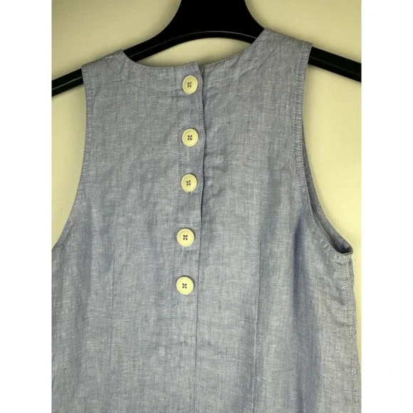 J.crew 100% Linen Button Back Shift Dress in Beauchamps J2466 Blue Size XS - Picture 9 of 12